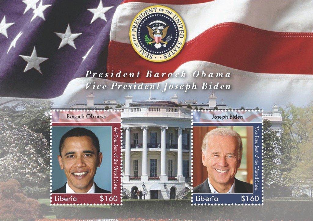 Obama & Biden Liberia Souvenir Stamps - Collectible for Political Memorabilia Fans