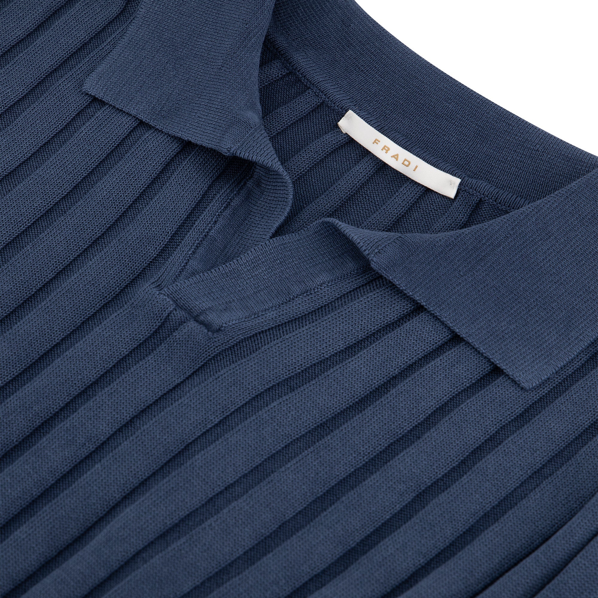 FRADI Men's Short Sleeve Ribbed Polo Shirt - Comfortable Cotton Blend Casual Top for Golf, Work & Everyday Wear - Navy Blue