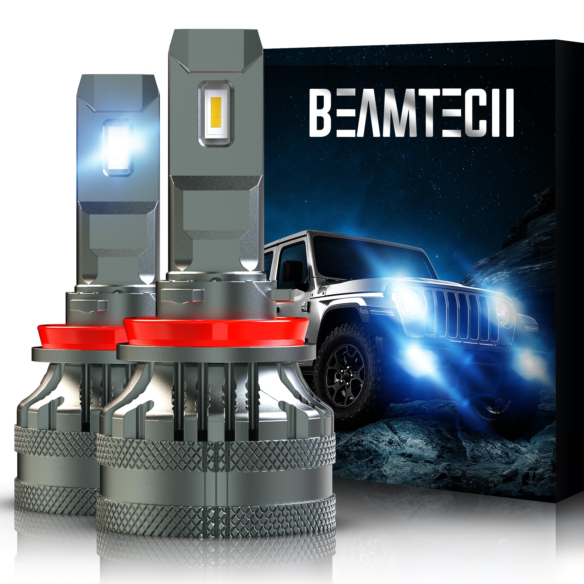 BEAMTECH H11 LED Bulbs - 22000LM 120W High Power 6500K Cool White - H8 H9 G-XP Chips Canbus Ready - 360 Degree Lighting Plug & Play - Pack of 2 - Perfect for Headlights, Fog Lights, and Off-Road Vehicles
