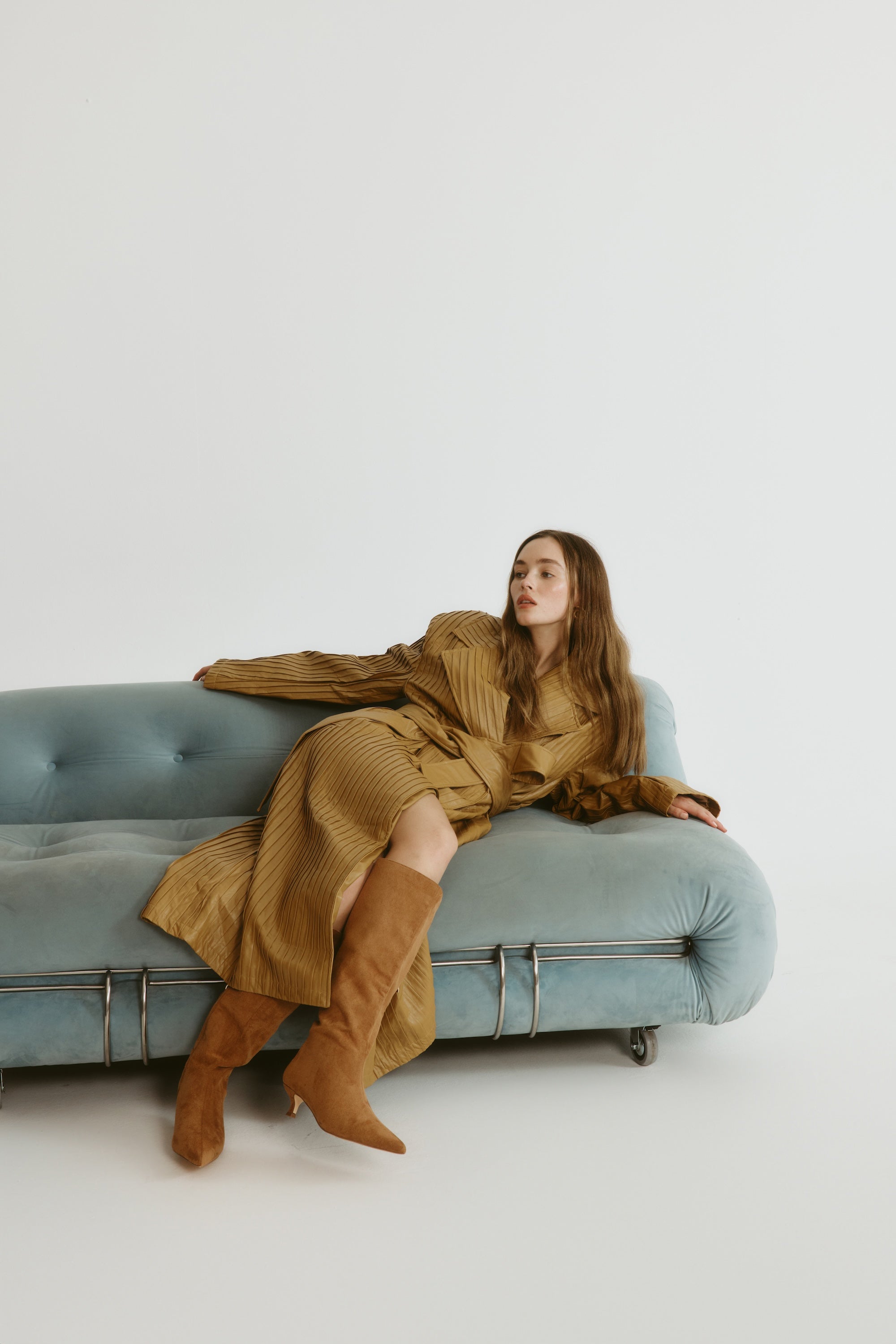 Lucila Women's Knee High Boots in Tan Micro Suede - Stylish & Comfortable for Fall & Winter Fashion