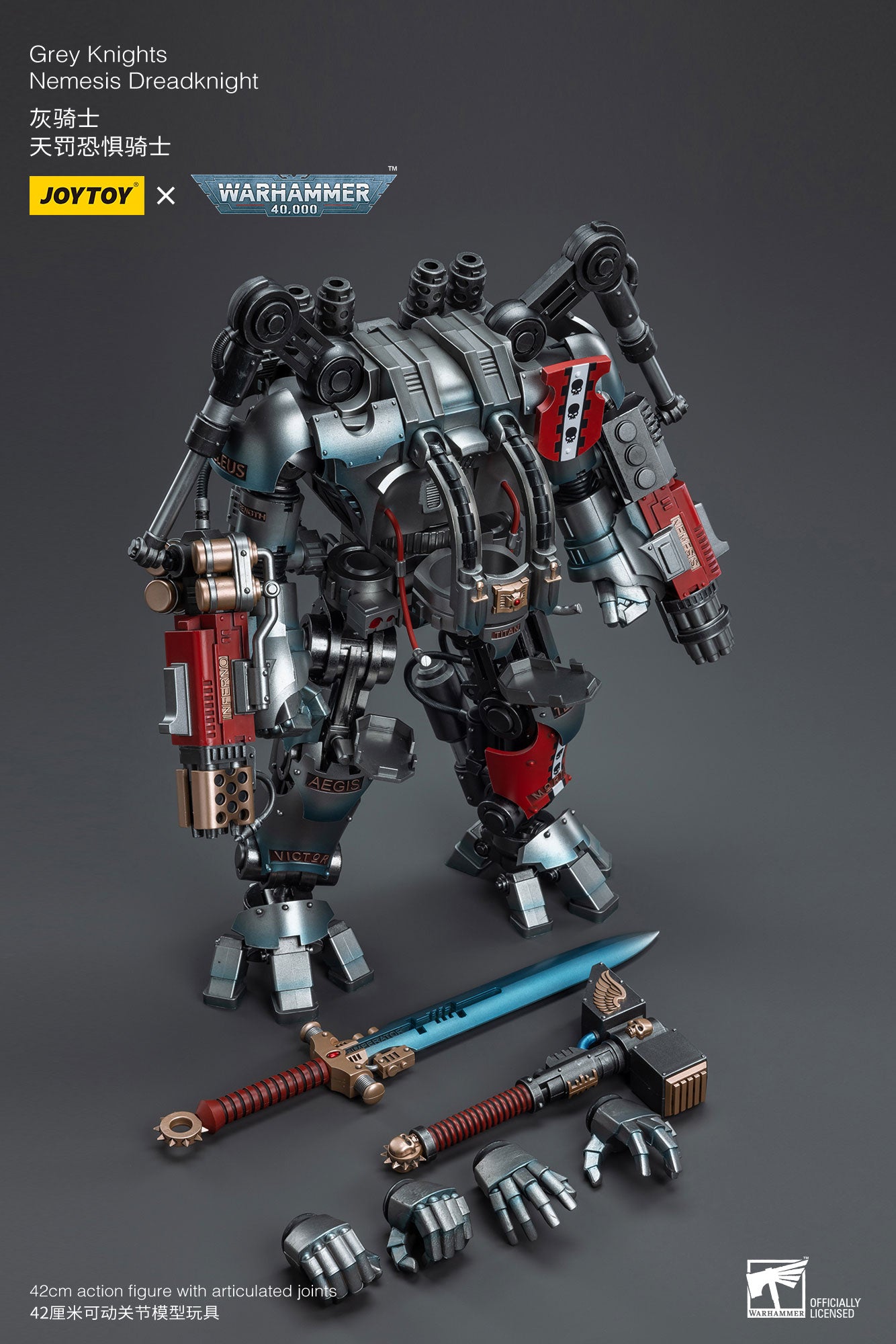 Pre-Order 1/18 JOYTOY Warhammer 40K Grey Knights Nemesis Dreadknight Action Figure Set - Reissue Edition | Collectible Model for Warhammer Fans & Tabletop Gaming Scenes