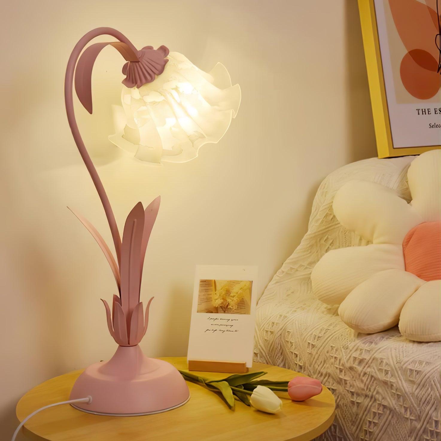 Lily of the Valley Table Lamp - Elegant Floral Bedside Lighting for Bedroom, Living Room & Office Decor - Perfect for Reading, Relaxing & Creating Cozy Ambience