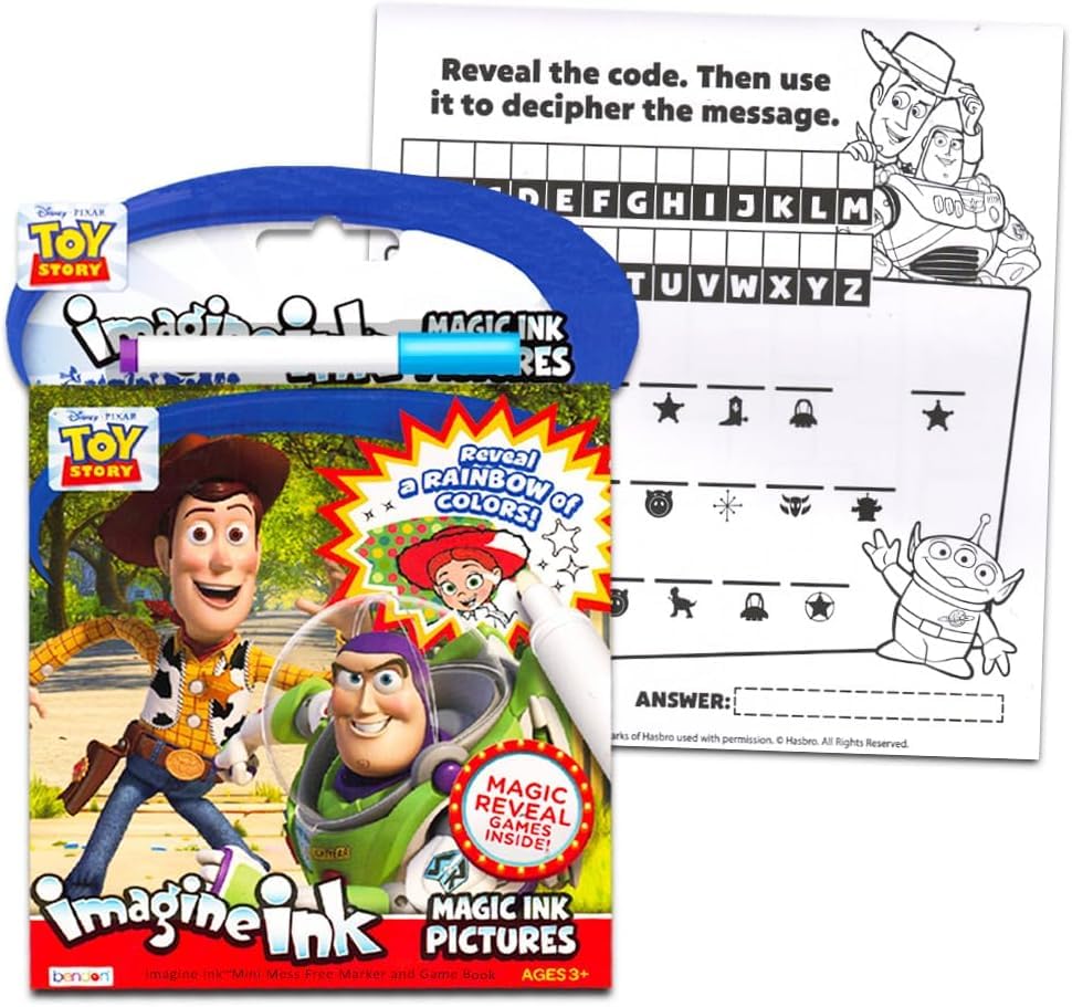 Disney Studio Invisible Ink Activity Book Set for Kids - 3 Travel Activity Books with Toy Story, Inside Out & Monsters Inc Themes | Includes Invisible Ink Pens & 100+ Stickers | Perfect for Road Trips, Airplane Travel & Quiet Time Activities (5-Piece Set)