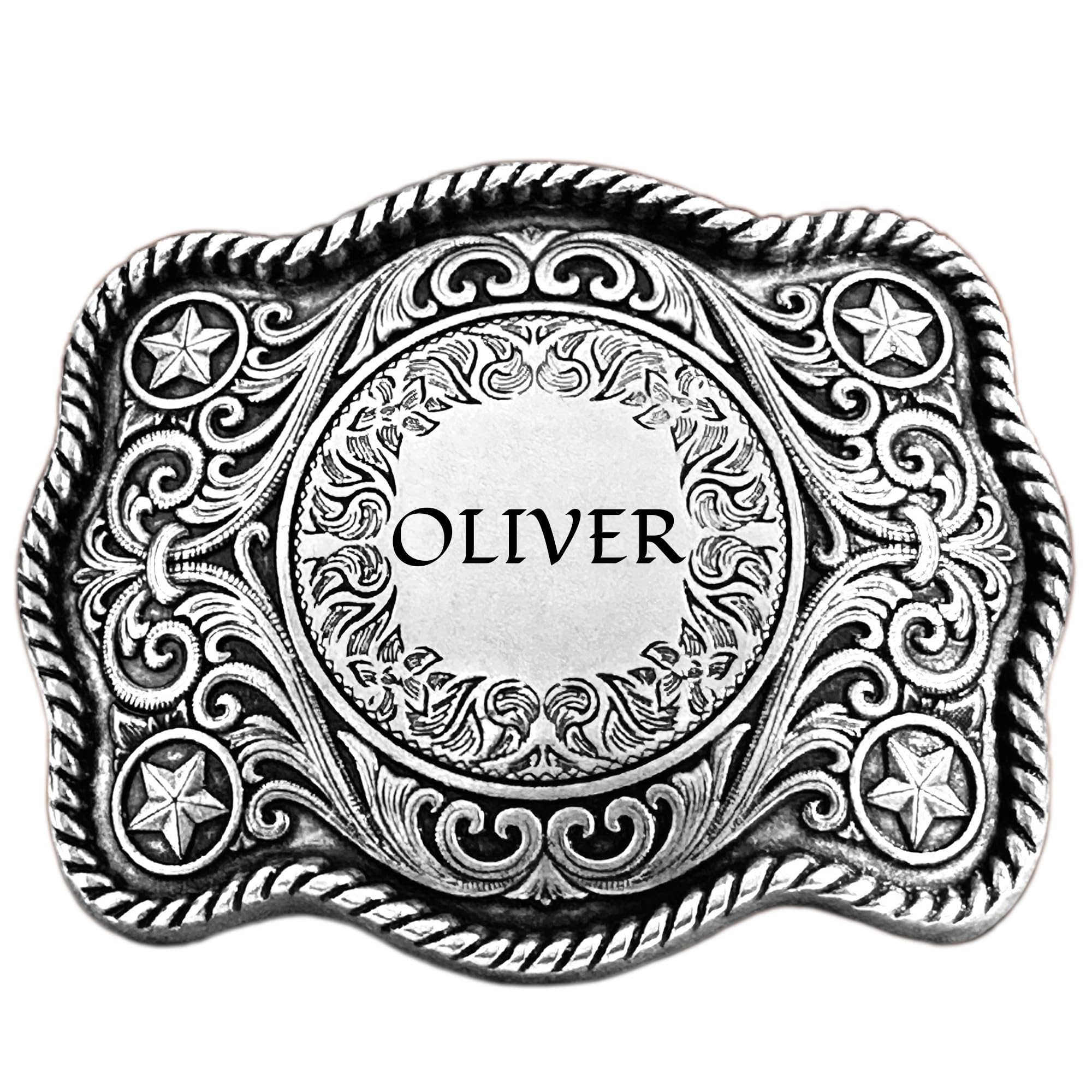 Personalized Western Belt Buckles for Men - Custom Cowboy Rodeo Floral Belt Buckle with Removable 1.5