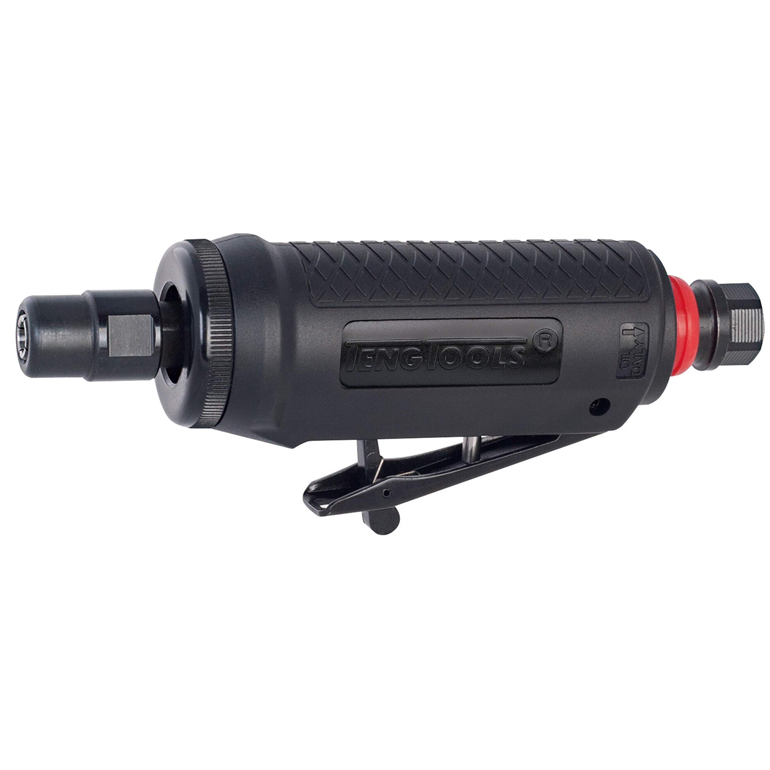 Teng Tools ARG01 25,000 RPM Mini Straight Pneumatic Air Die Grinder with Silencer - Composite Body for Metalworking, Wood Carving & DIY Projects