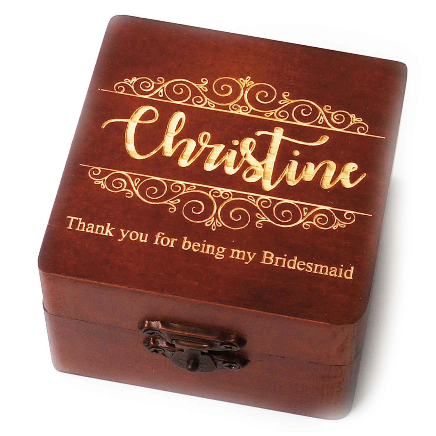 Personalized Brown Wooden Bridesmaid Jewelry Box - Elegant Wedding Gift for Bridesmaids, Best Friends & Bride Squad - Perfect for Wedding Favors, Proposal Gifts & Special Occasions