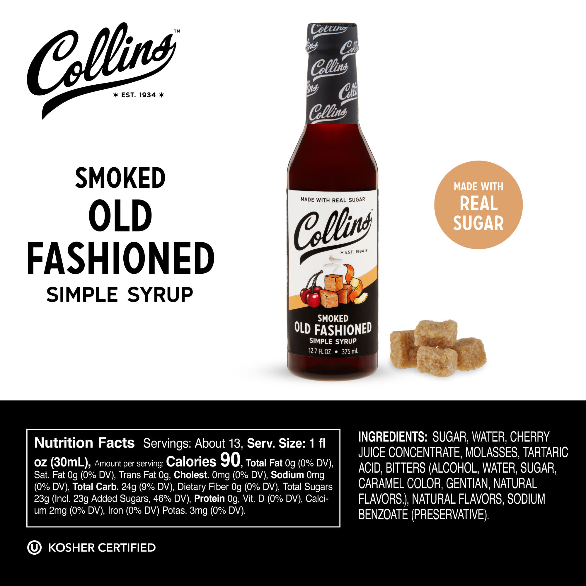 Premium Smoked Old Fashioned Cocktail Syrup - 12.7 oz | Handcrafted Bourbon Mixer for Whiskey Cocktails | Perfect for Home Bars, Parties & Mixology Gifts
