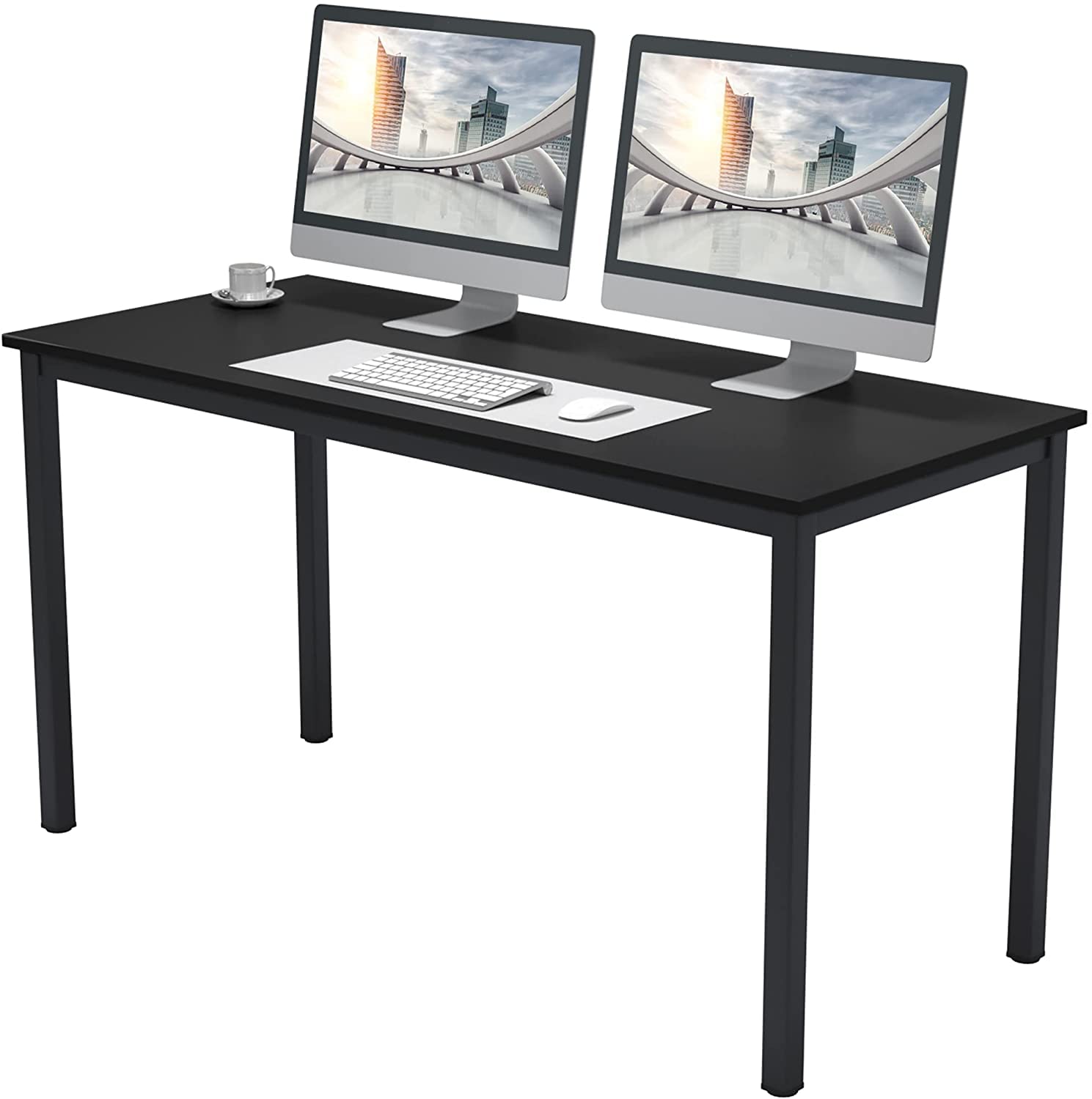 SogesGame 55 Inch Modern Simple Laptop Computer Desk - Black Writing Study Corner Desk Workstation for Home Office, Easy to Assemble - Perfect for Small Spaces, Gaming & Remote Work