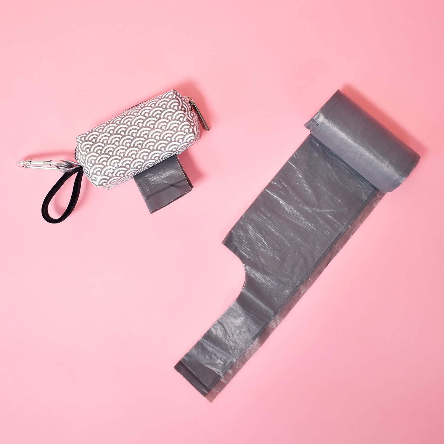Oh Baby Bags Diaper Bag Clip-On Dispenser with Disposable Bags - Gray Scallop Design | Perfect for Diaper Changes, Travel & On-the-Go Parents | Gift Box Included