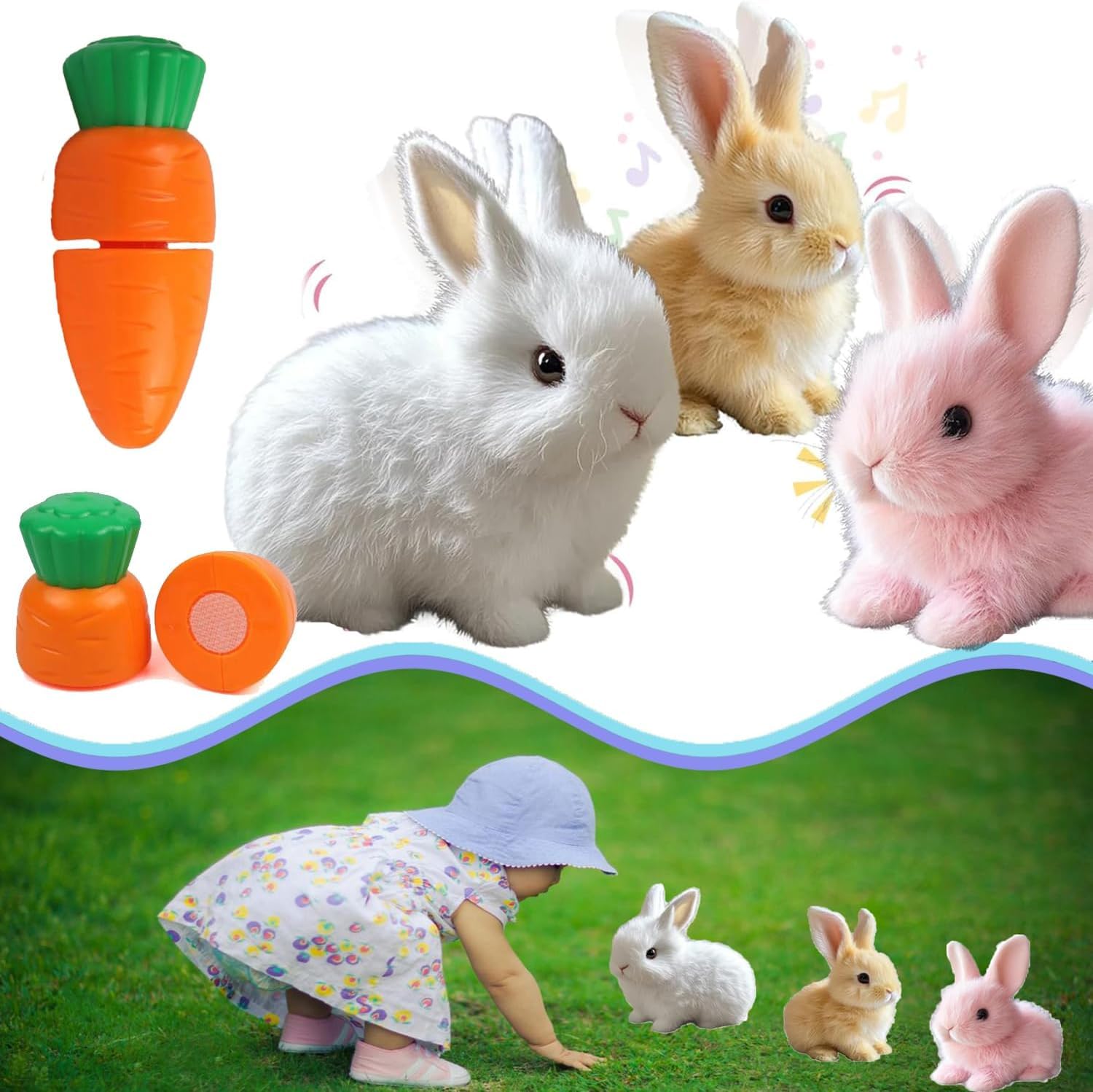 Interactive Electronic Bunny Toys - Walking & Talking Plush Stuffed Rabbits (3 Pack) - Easter Gifts, Educational Toys for Kids, Perfect for Playtime, Learning & Easter Celebrations