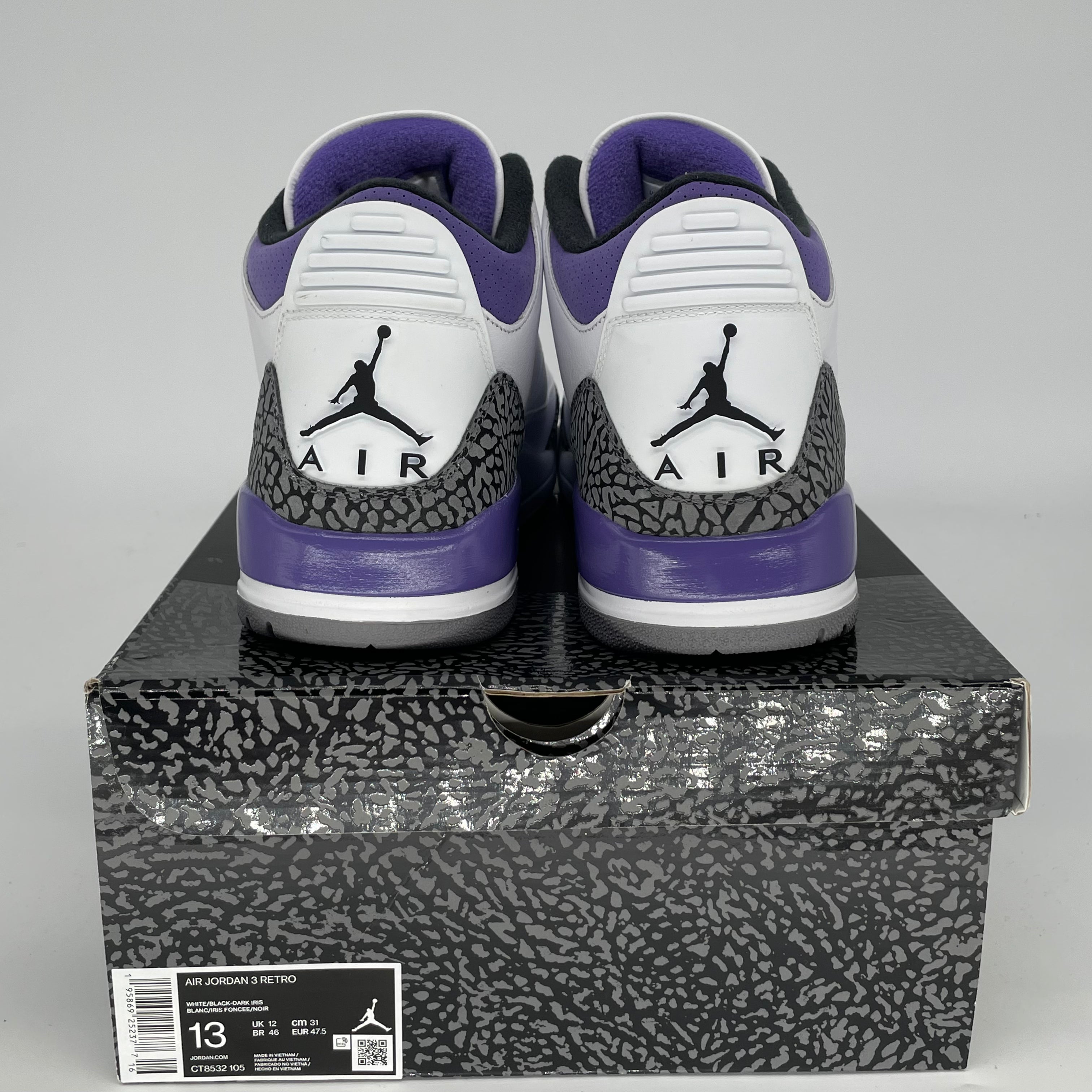 AIR JORDAN 3 DARK IRIS Men's Basketball Shoes Size 13 - CT8532 105 | Retro Sneakers for Casual Wear & Street Style
