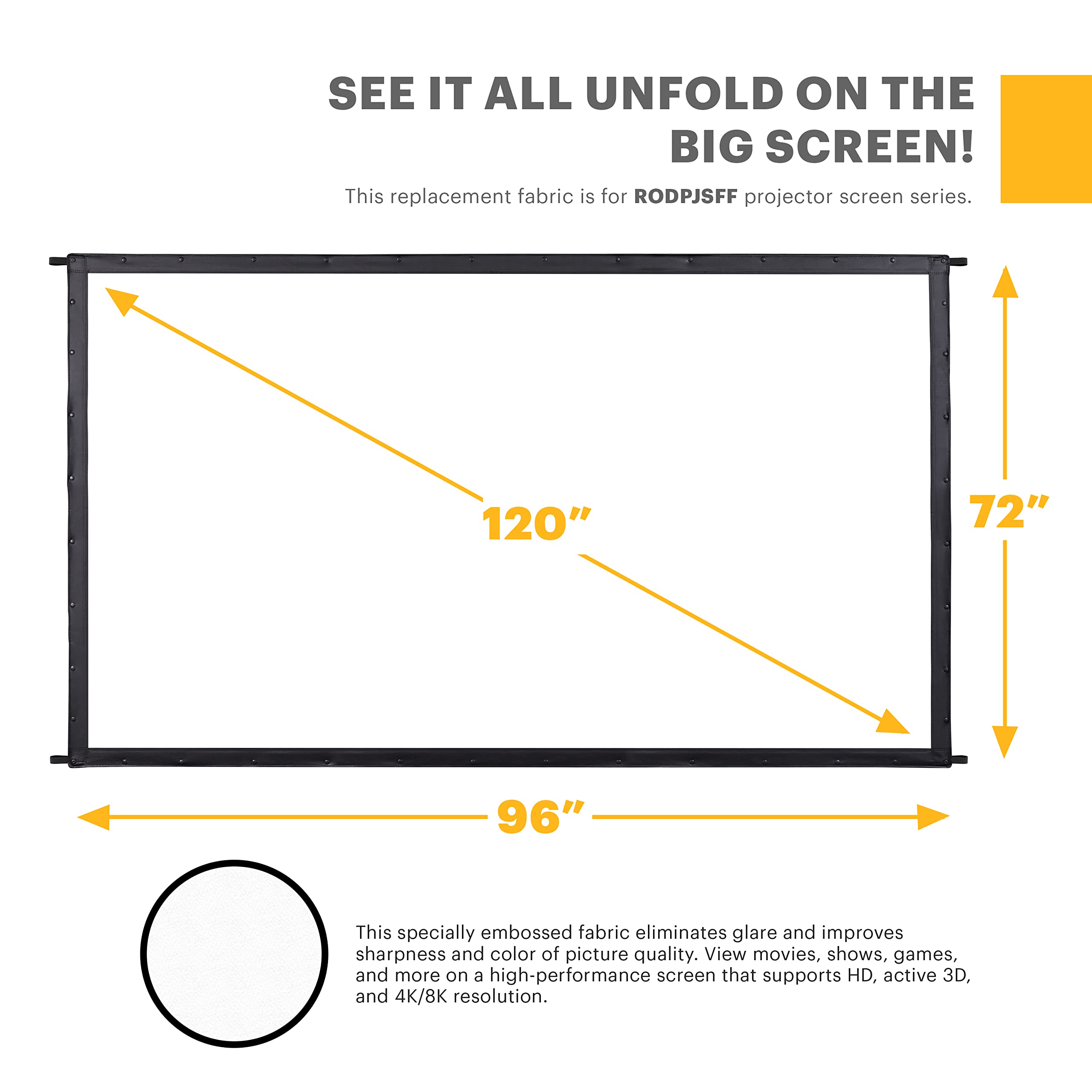 KODAK 120-Inch Fast Fold Projector Screen - High Contrast White Front Projection Backdrop for Indoor & Outdoor Movies | Wrinkle-Free, Glare-Proof & Easy-Clean Fabric | Perfect for Home Theater, Classroom Presentations & Backyard Movie Nights