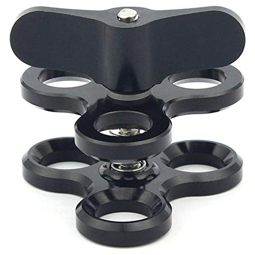 Luntus Aluminum Alloy 3-Section Joint Clamp Mount with Brightening Lamp Holder - Diving & Underwater Photography Accessories (Black) - Perfect for Scuba Diving, Marine Exploration and Professional Underwater Videography