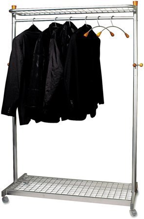 Final Destination Two-Sided Coat Rack with Two Shelves - 6 Hangers & 6 Hooks - Chrome & Mahogany Finish - Perfect for Entryway, Bedroom, or Office Organization