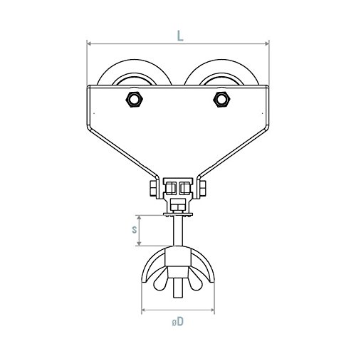 4 Wheel Plastic I-Beam Festoon Trolley for Flat Cable - 116mm Max Flange Width - Heavy Duty Cable Management System for Industrial Workshops & Warehouse Cranes