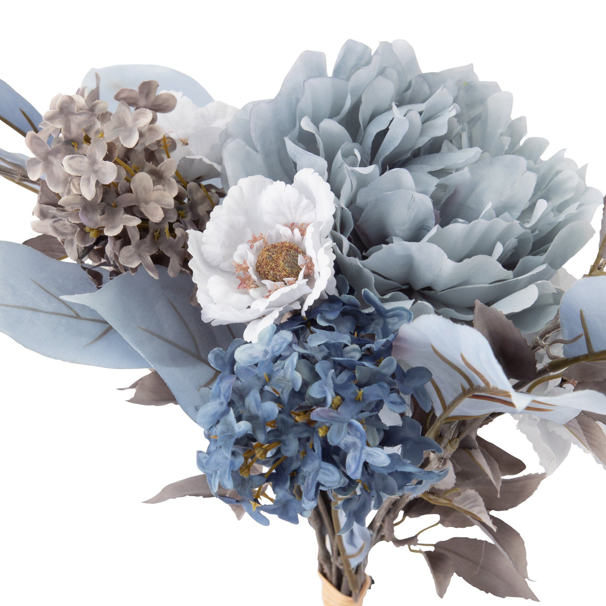 Beautiful Bouquet of Peony and Lilac Leaves in Blue - Perfect for Weddings, Home Decor, and Special Occasions