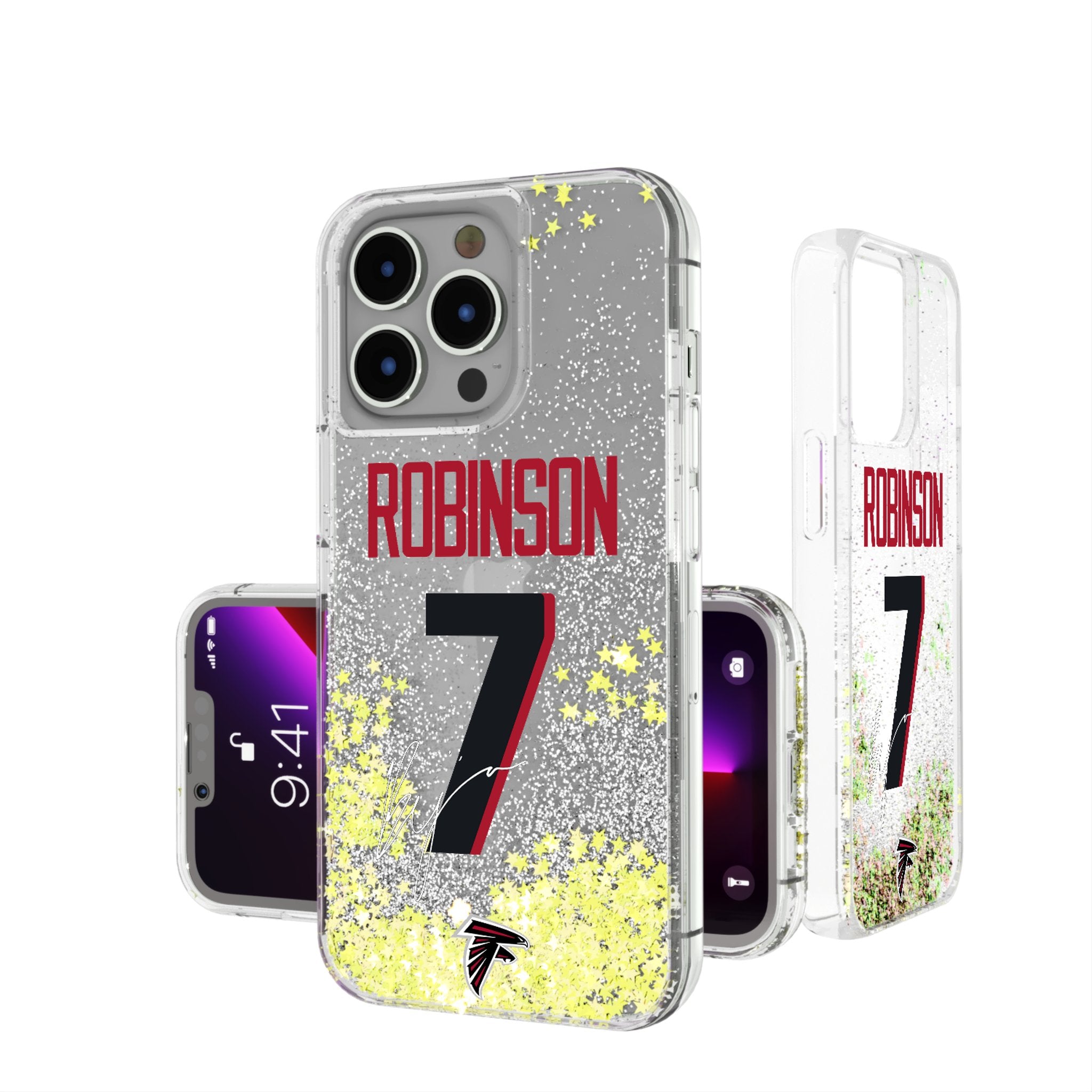 Bijan Robinson Atlanta Falcons Glitter Phone Case for iPhone & Samsung - Durable Protective Cover with Ready Glitter Design - Perfect for Falcons Fans & Game Day Accessories
