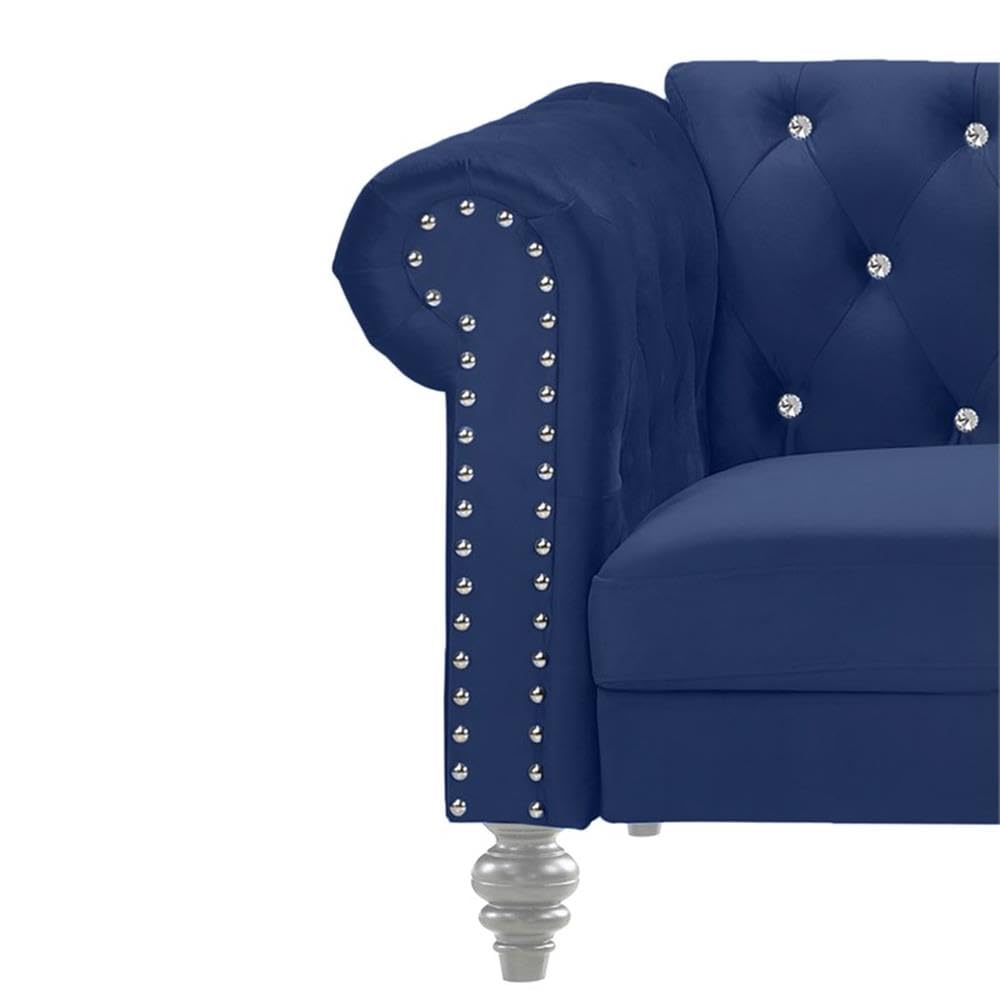 Emma Velvet Chesterfield Style Chair with Crystal Button Tufts - Royal Blue Classic Furniture for Living Room, Office & Lounge | Elegant Home Decor & Comfortable Seating