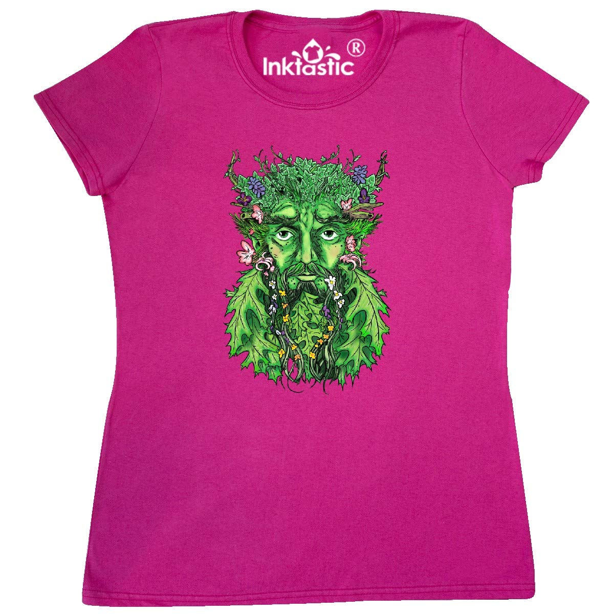 Inktastic 1st Day of Spring Greenman Spring Equinox Women's T-Shirt | Eco-Friendly Graphic Tee for Women | Perfect for Spring Festivals, Earth Day & Nature Lovers