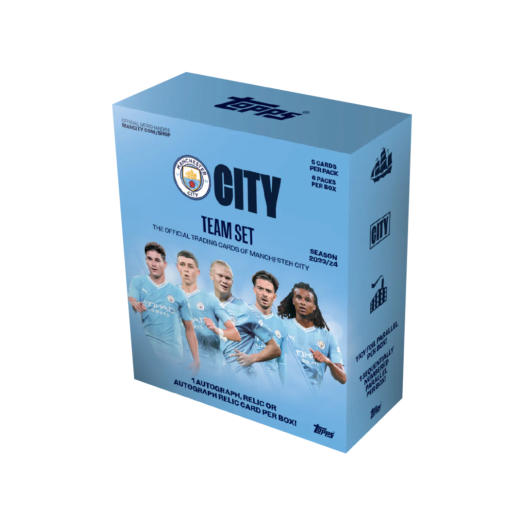 Official Topps Manchester City FC 2023/2024 Team Set - Collectible Soccer Trading Cards for Fans and Gift Ideas
