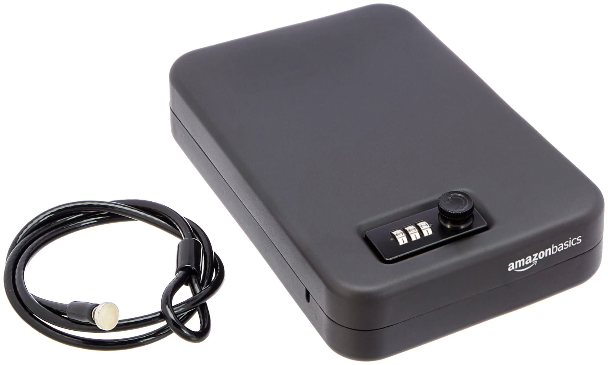 Amazon Basics Portable Security Case with Combination Lock - Large Lock Box Safe for Travel, Home, Office & Valuables Protection