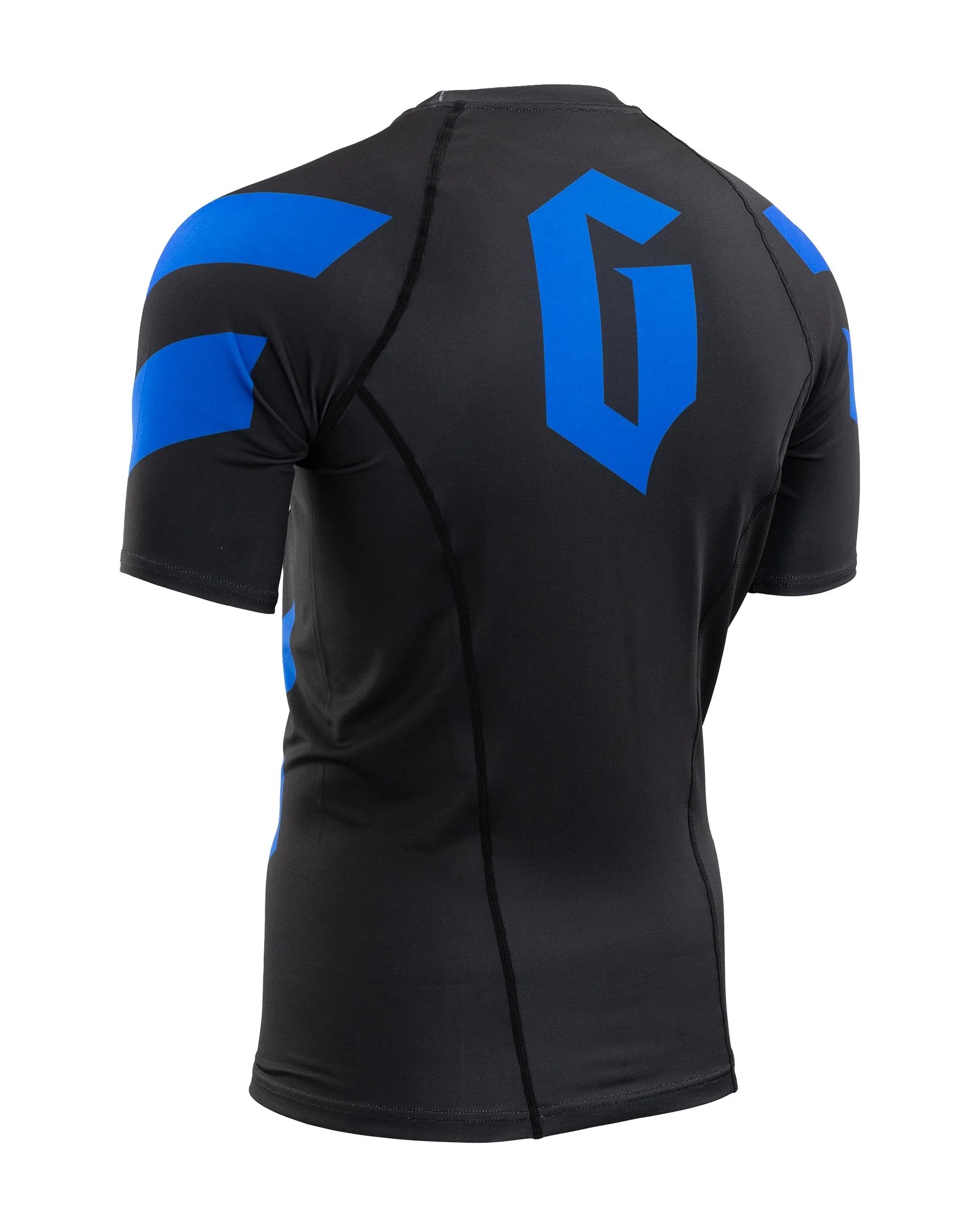 GAMENESS RASHGUARD PRO RANK Short Sleeve BJJ Rash Guard - Black/Blue for Brazilian Jiu-Jitsu, MMA & Grappling Training