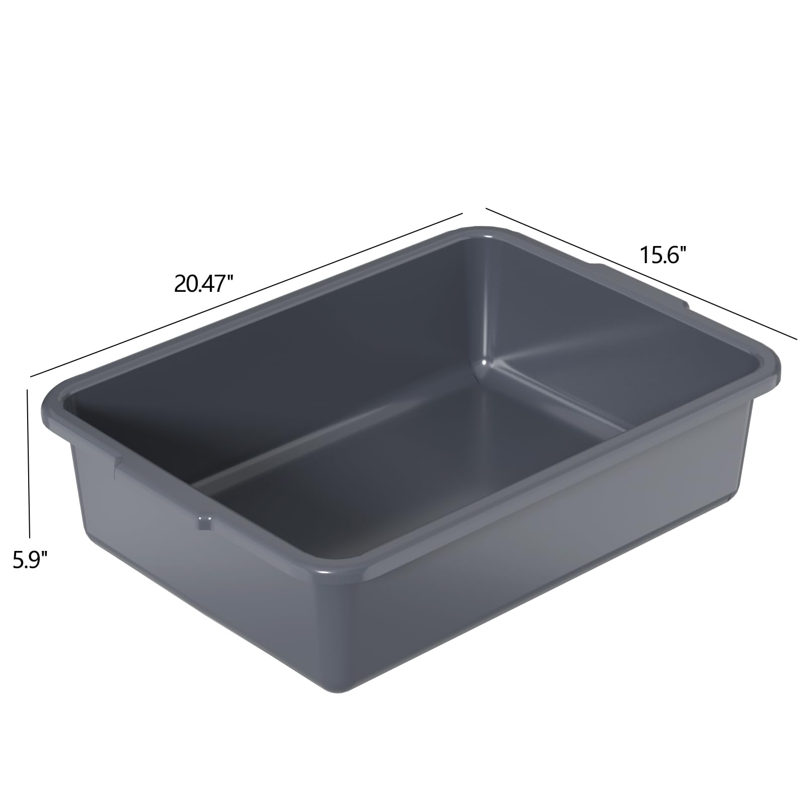 24L Plastic Utility Bus Tub - Large Commercial Bus Boxes, Gray (4-Pack) - Perfect for Dishwashing, Food Storage & Restaurant Organization