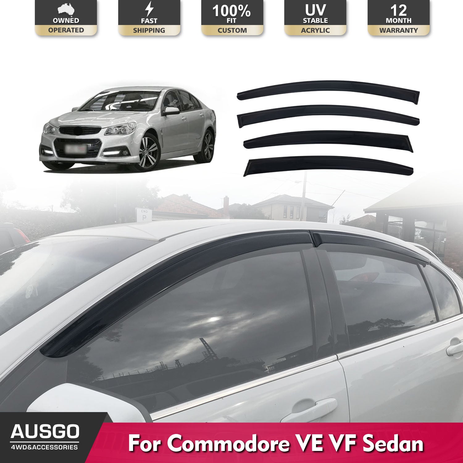 Premium Car Weather Shields for Holden Commodore VE VF Sedan (2006-2017) - UV Protection & Rain Deflectors for Enhanced Driving Comfort