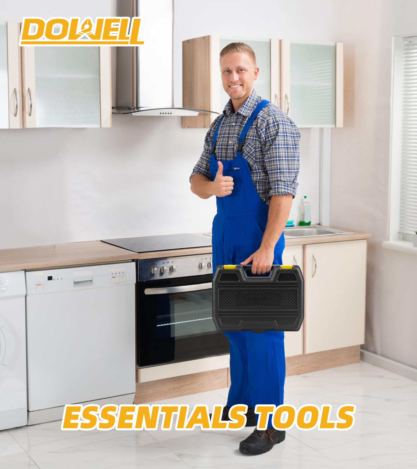 DOWELL 10-Piece Mini Portable Tool Kit with Plastic Storage Case - Compact Hand Tool Set for Home Repair, DIY Projects & Emergency Fixes - Perfect for Household Maintenance, Car Repairs & Crafting