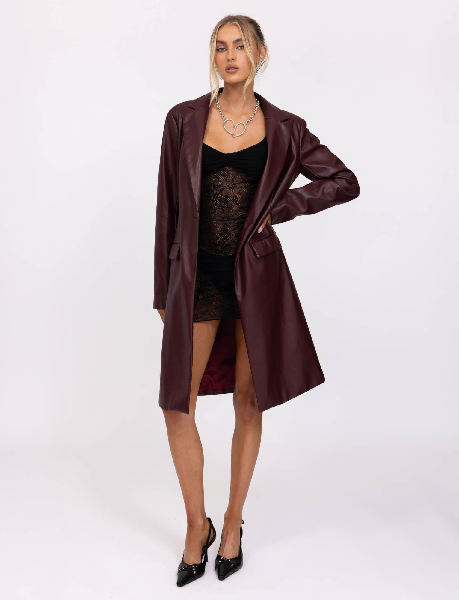 LYON TRENCH COAT for Women - Waterproof Cherry Red Long Coat with Belt | Perfect for Fall, Winter & Rainy Days | Office, Travel & Outdoor Fashion