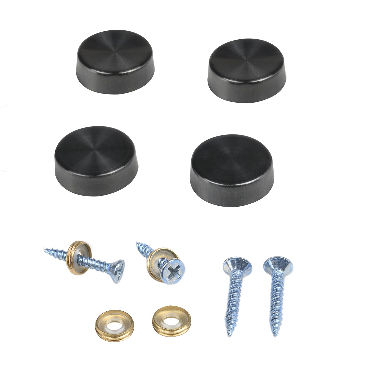 4PCS Stainless Steel Mirror Screw Caps - 16mm Decorative Cover Nails for Sign Holders, Advertising & Furniture (Brushed Black) - Perfect for Mirrors, Tea Tables, Wardrobes & Glass Furniture Hardware Fastening