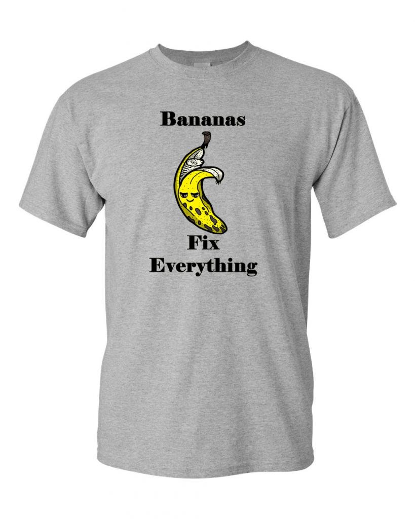 Bananas Fix Everything Funny Adult T-Shirt - Trendy Graphic Tee for Casual Wear, Gifts & Humor Lovers