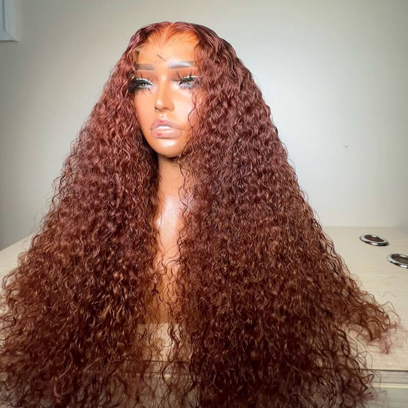 Eullair Dark Brown Curly Lace Frontal Wig - Affordable Reddish Brown Glueless Human Hair Wig for Women | Natural Look for Daily Wear, Parties & Special Occasions