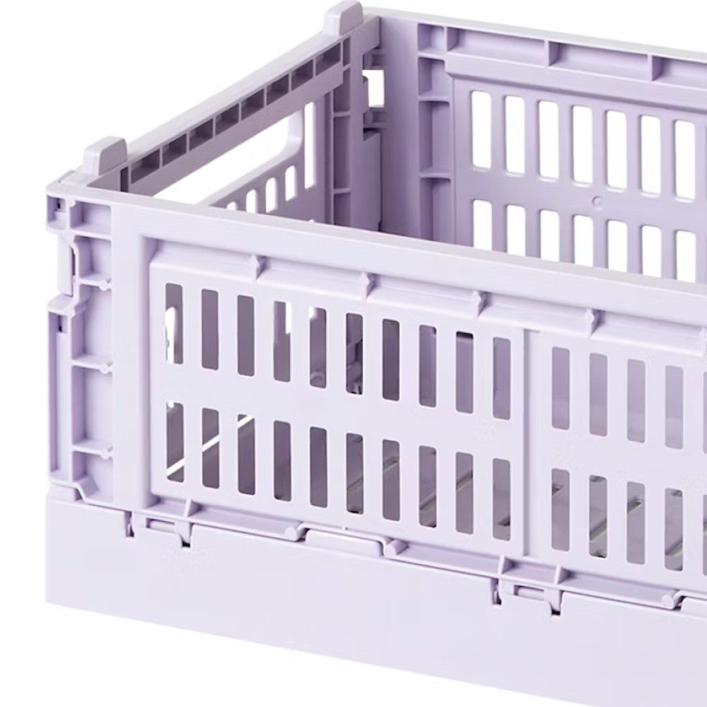 HAY Colour Storage Crate V2 - Medium Size Lavender Plastic Organizer Bin for Home, Office, Kids Room & Closet Organization