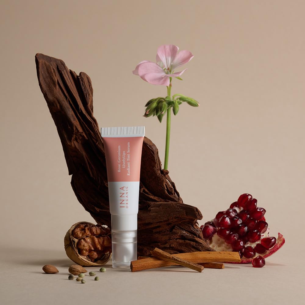 Rose Geranium LivelyLips Radiant Tinted Lip Serum - Vegan, Plant-Based & Cruelty-Free Hydrating Lip Treatment with Certified Organic Ingredients | Perfect for Daily Moisture & Natural Makeup Looks