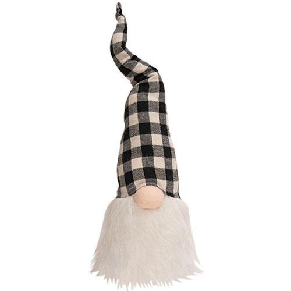 Black and White Buffalo Check Gnome - 16 Inch Holiday Decoration for Christmas, Winter, and Home Decor