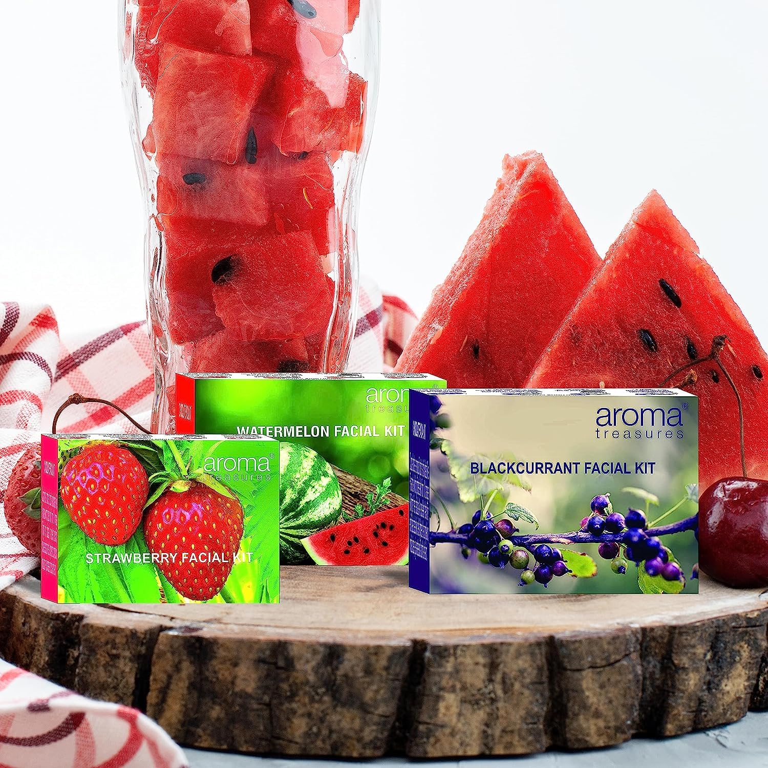 SS Fruit Facial Kits Combo - Watermelon, Strawberry & Blackcurrant Skincare Set for Glowing Skin | Hydrating & Brightening Face Mask Kit | Perfect for Spa Day, Self-Care Routine & Gift Giving