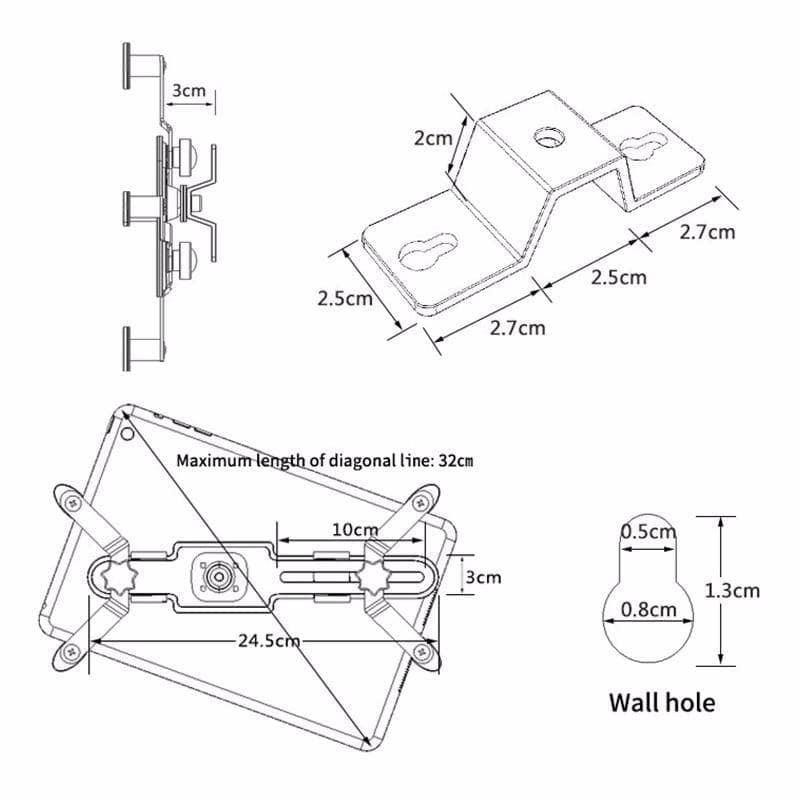 Universal iPad Wall Mount Holder - Adjustable 7.9 to 12 Inch Tablet Stand with 360° Rotation Bracket for Home, Office & Kitchen Use