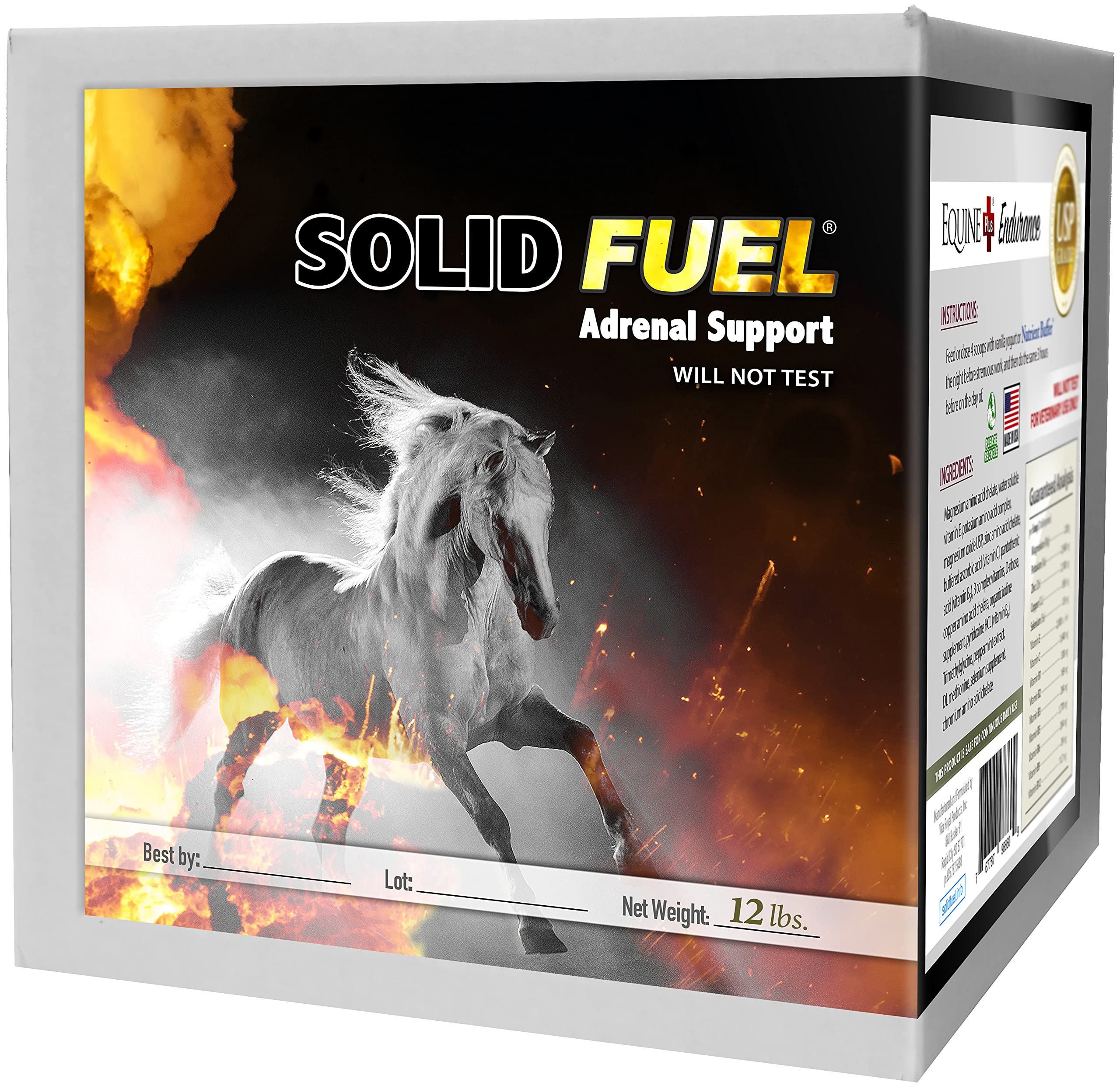 Premium SOLID FUEL Horse Supplement - High-Performance Vitamins, Minerals & Amino Acids for Adrenal Support & Endurance - Ideal for Competitive Horses & Training Sessions