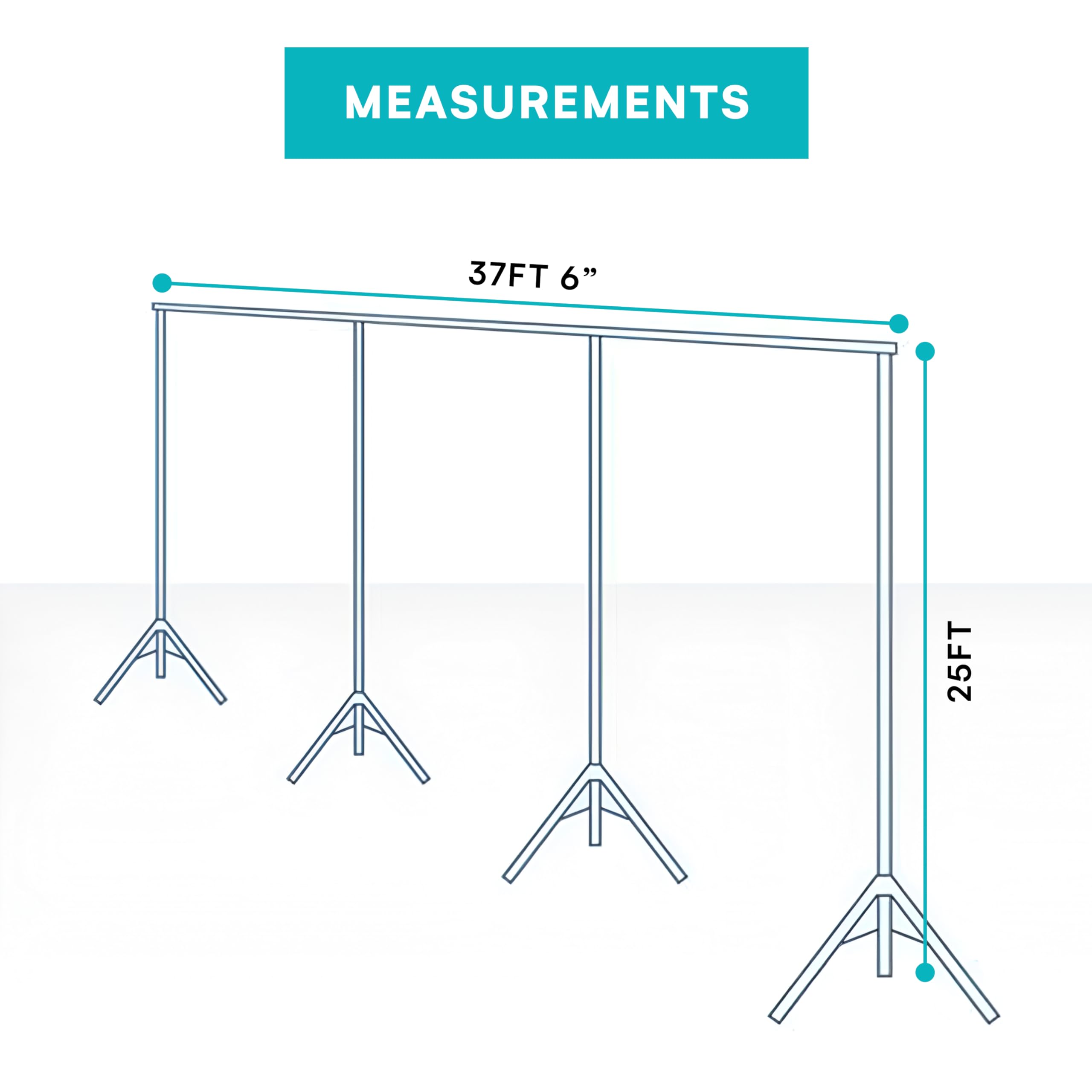 Freestanding Adjustable Room Divider Stand - 25ft to 37.5ft Wide, No Drill Installation | Portable Curtain Divider for Room Separation & Privacy | Perfect for Home Offices, Studios, and Event Spaces
