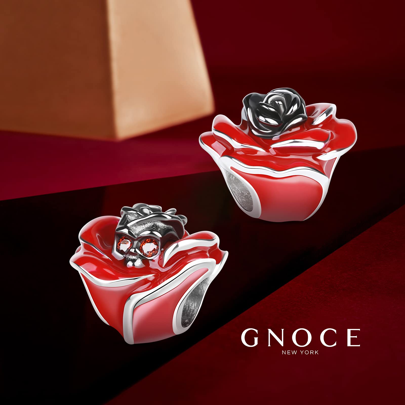 925 Sterling Silver Skull and Rose Charm Bead - Gothic Jewelry for Bracelets & Necklaces - Perfect Halloween Gift for Women & Men - Live for the Beauty of Today - Ideal for Gothic Fashion, Punk Style, and Dark Romantic Outfits