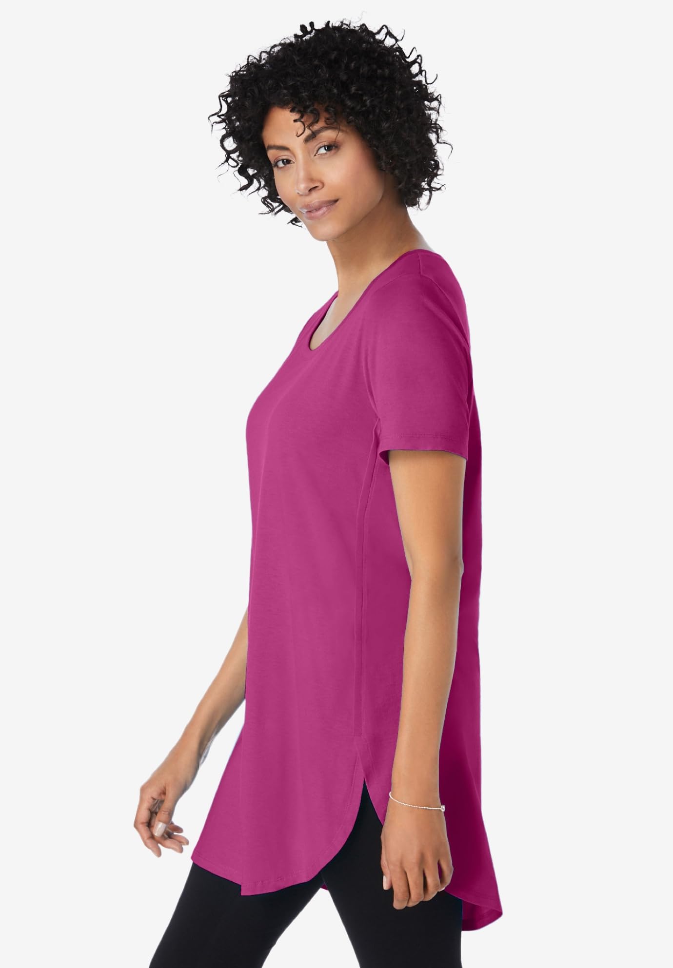Woman Within Women's Plus Size Easy Maxi Tunic Dress - Flowy Casual Summer Tunic for Women | Perfect for Beach, Vacation & Everyday Wear