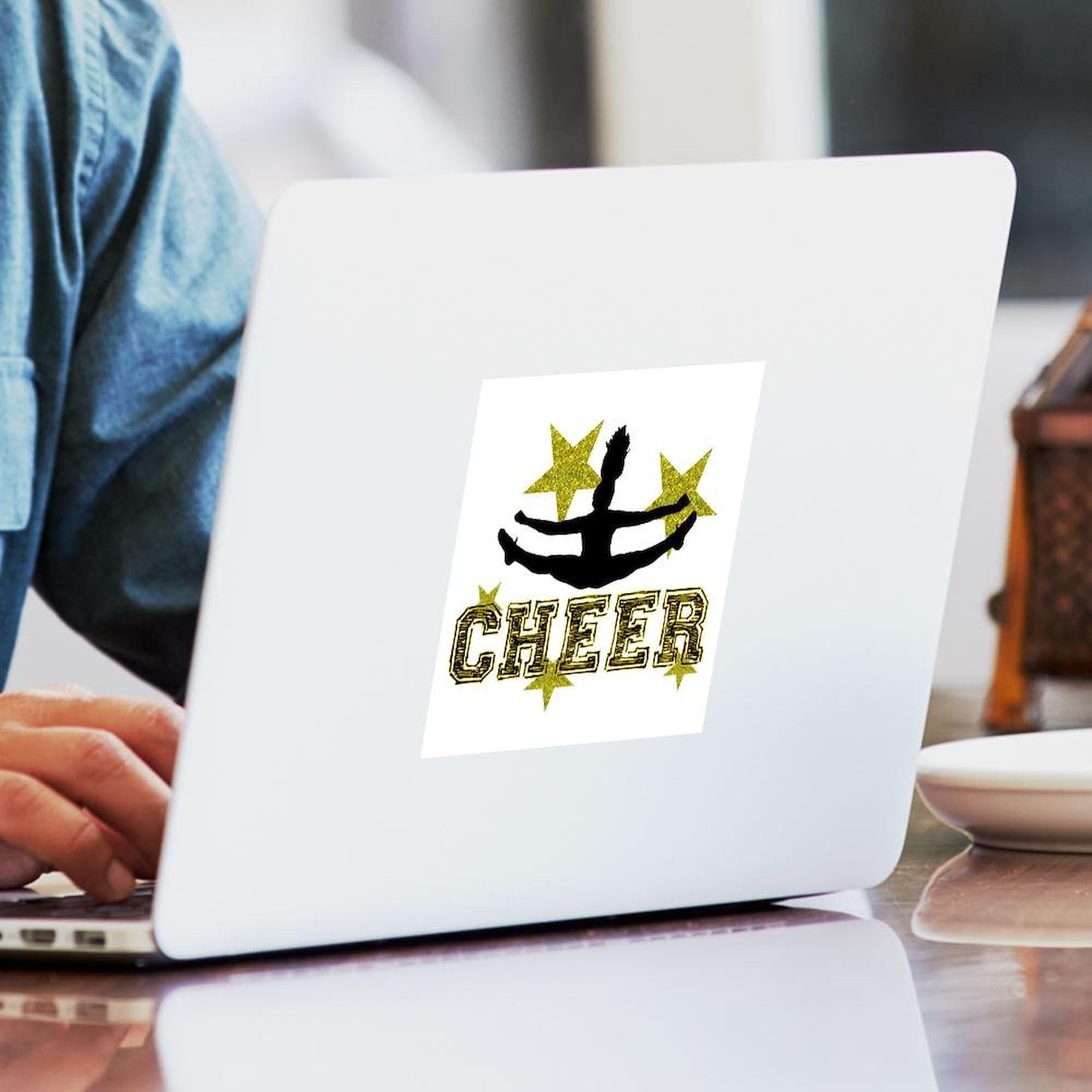 Cheerleader Gold and Black Car Bumper Sticker - Waterproof Vinyl Decal for Cars, Laptops, Windows - Perfect for Sports Fans, Cheerleading Enthusiasts, and Team Spirit