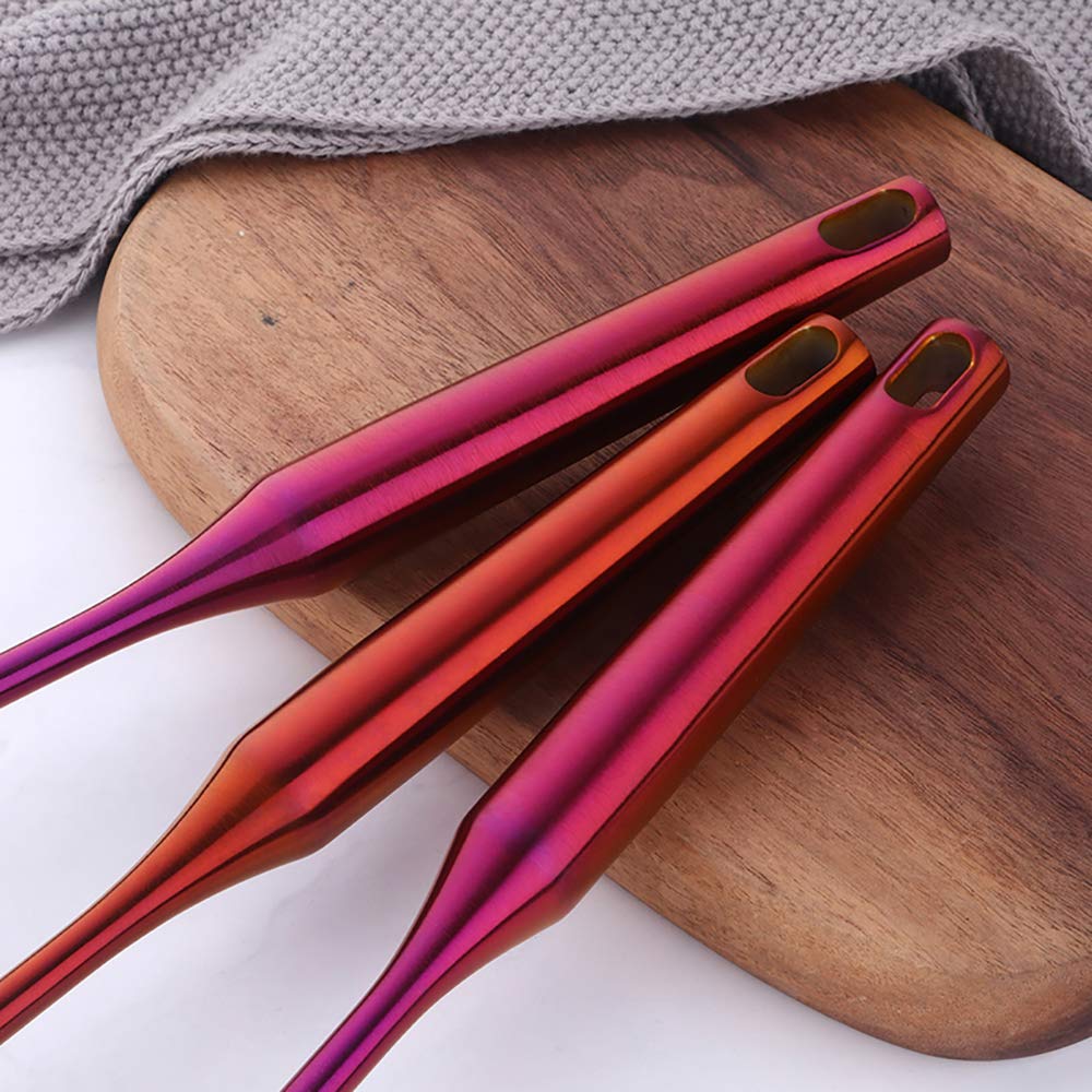 Premium 18/8 Stainless Steel Kitchen Utensil Set - 10 Piece Cooking Tools with Long Handles (Orange Red) | Non-Slip Grip & Heat Resistant | Ideal for Frying, Baking & Everyday Cooking