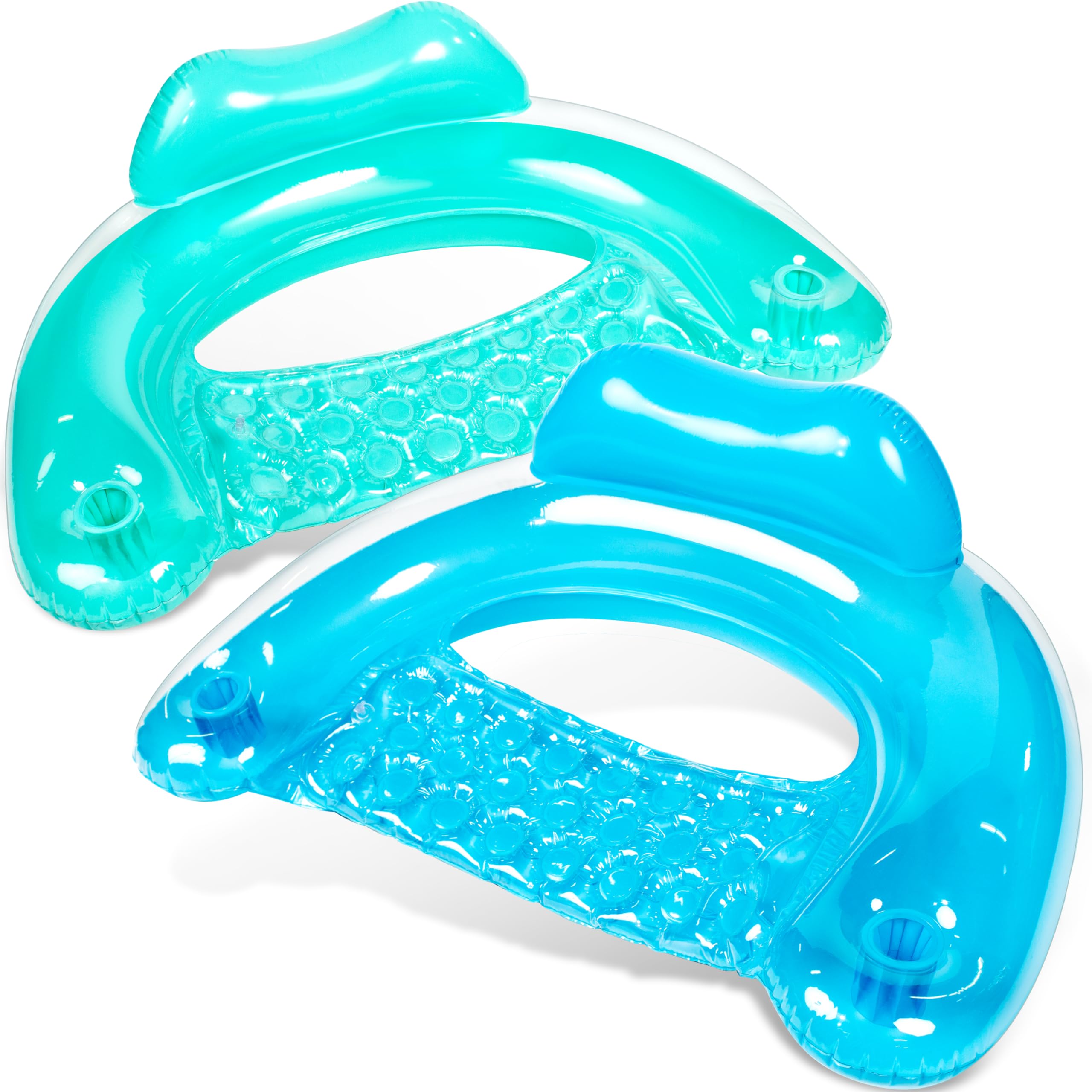 **SLOOSH 2-Pack Inflatable Pool Floats for Adults - Floating Chairs with Cup Holders, Blow-Up Hammock Noodle Mat for Relaxing Summer Fun - Perfect for Swimming Pools, Beaches & Backyard Parties**