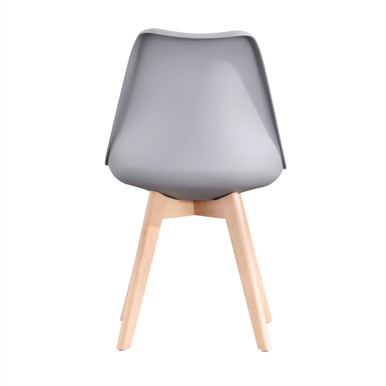 4-Piece Scandinavian Modern Dining Chair Set with PU Cushions - Mid-Century Shell Accent Chairs for Living Room, Bedroom & Kitchen (Gray) - Perfect for Small Spaces & Contemporary Home Decor