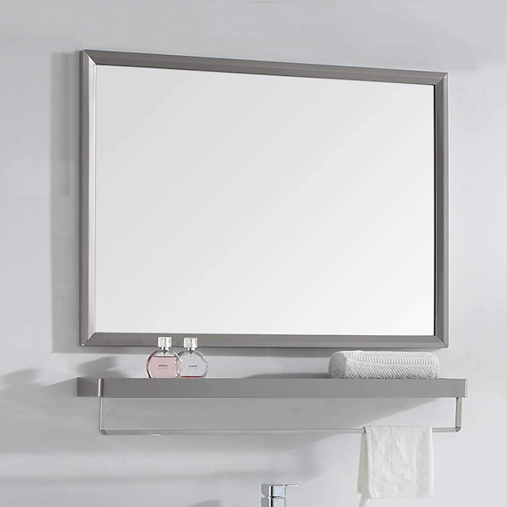 Stainless Steel Rectangle Bathroom Mirror with Shelf & Towel Bar - Wall Mounted Vanity Makeup Mirror for Bathroom, Washroom - Perfect for Daily Grooming and Space-Saving Storage