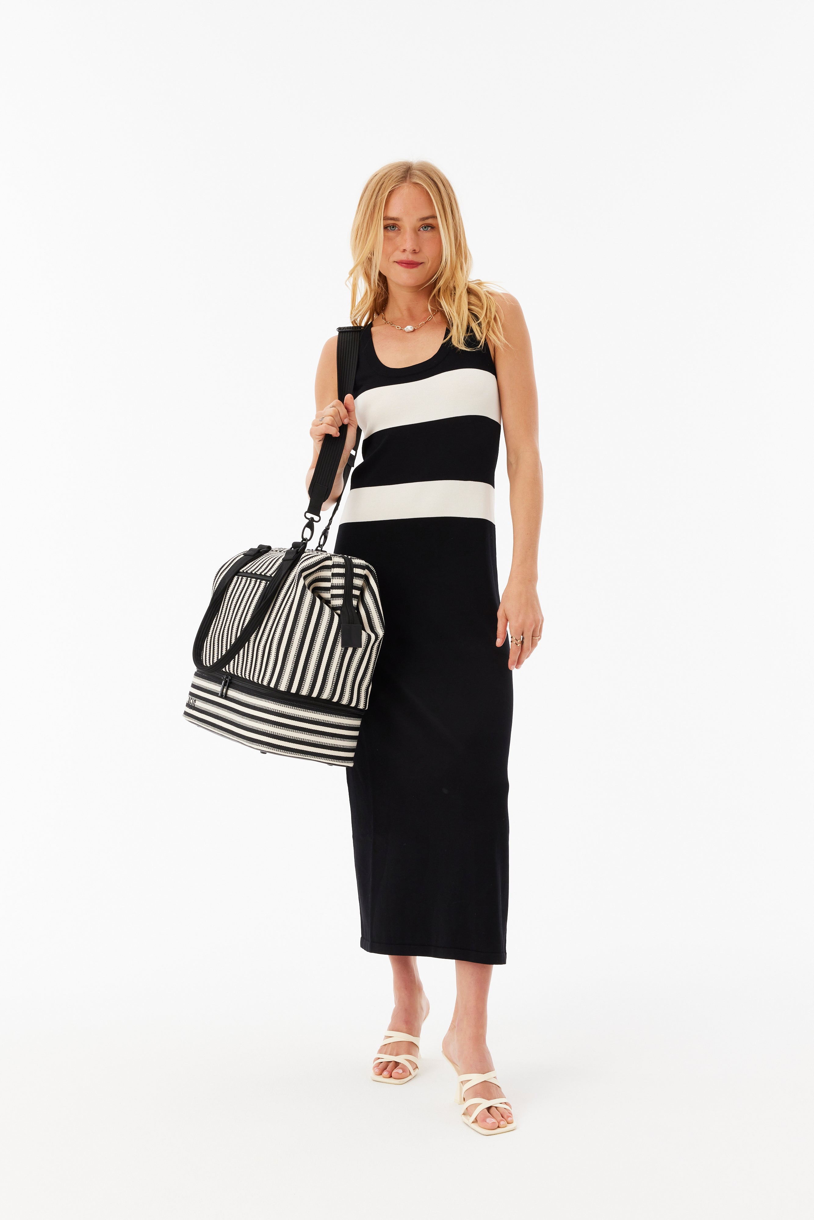 Mini Weekender Bag in Black Stripe - Stylish & Compact Carry-On for Weekend Getaways, Business Trips & Gym Essentials