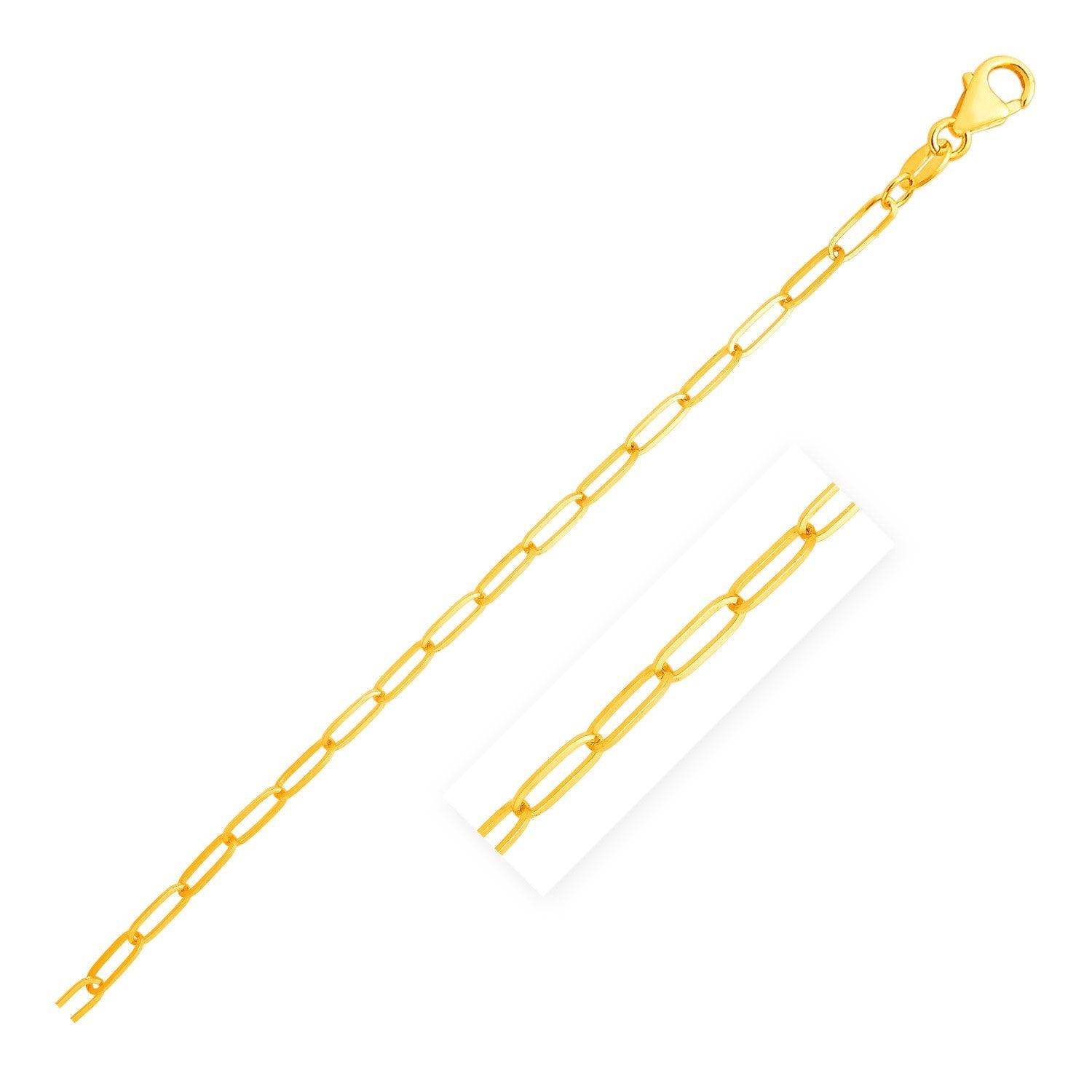 14K Yellow Gold Paperclip Chain Necklace - 3.5mm Width Dainty Link Chain for Women - Perfect for Layering, Everyday Wear & Gift Giving