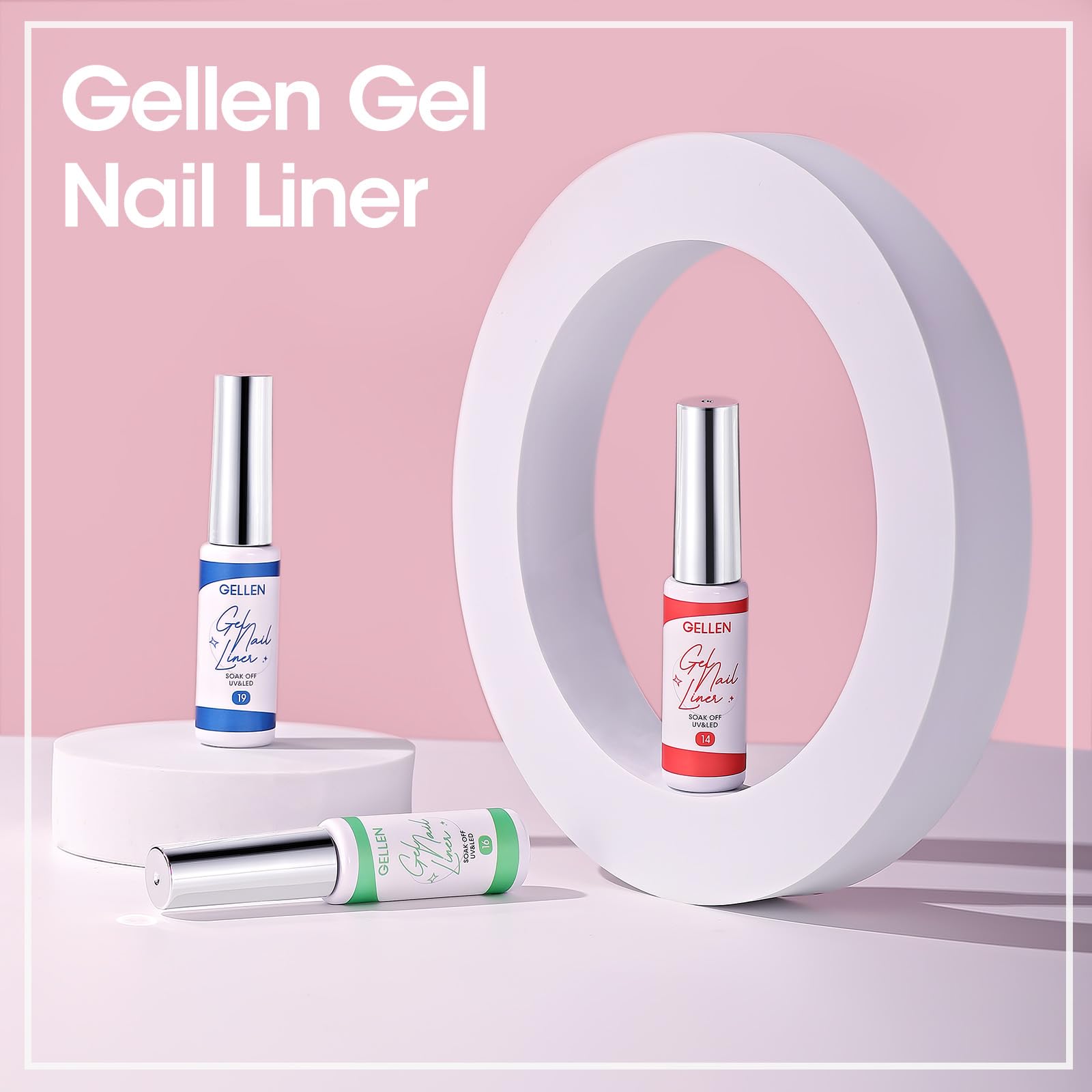 Gellen 6 Colors Gel Nail Polish Set - Red, Pink, Green UV LED Soak Off Nail Art Kit with Thin Brush | Professional Manicure for Home & Salon Use | Perfect for Parties, Weddings & Special Occasions